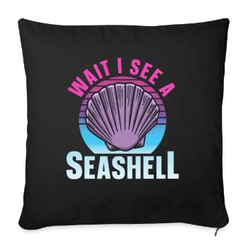 Wait I see a shell collecting shells - Sofa pillowcase 17,3'' x 17,3'' (45 x 45 cm) - black - Front
