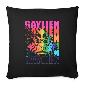 Gender Lesbian, Gay, Trans, Queer Rainbow - Sofa pillowcase 17,3'' x 17,3'' (45 x 45 cm) - black - Front