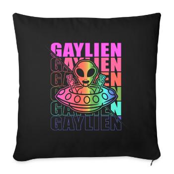 Gender Lesbian, Gay, Trans, Queer Rainbow - Sofa pillowcase 17,3'' x 17,3'' (45 x 45 cm) - black - Front