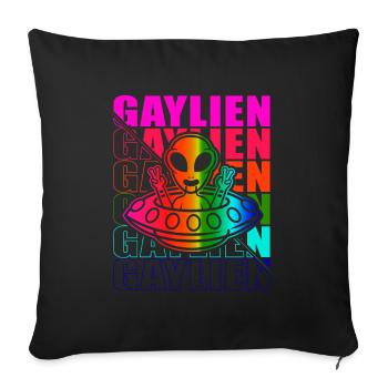 Gender Lesbian, Gay, Trans, Queer Rainbow - Sofa pillowcase 17,3'' x 17,3'' (45 x 45 cm) - black - Front