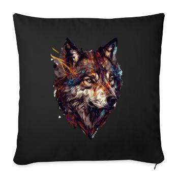Geometric Wolf Head Abstract Polygonal - Sofakissenbezug 45 x 45 cm - Schwarz - Vorne