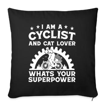 Mountain biker and cat lover superpower - Sofa pillowcase 17,3'' x 17,3'' (45 x 45 cm) - black - Front