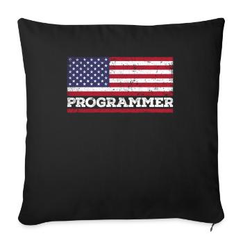 USA Flag Programmer America Programmer - Sofa pillowcase 17,3'' x 17,3'' (45 x 45 cm) - black - Front