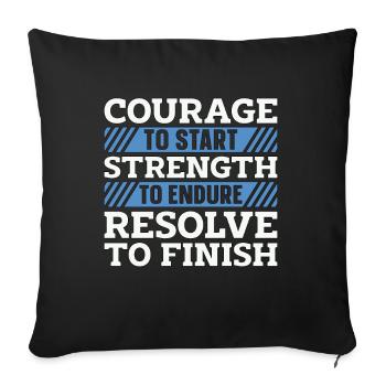 Courage de course de fond pour commencer un coureur XC - Housse de coussin décorative 45 x 45 cm - noir - Devant