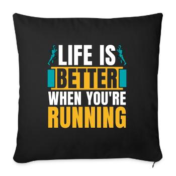 Cross Country Running Life Is Better When Athletic - Sofa pillowcase 17,3'' x 17,3'' (45 x 45 cm) - black - Front