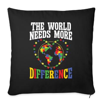 Autismus World Needs Difference Autism Awareness - Sofa pillowcase 17,3'' x 17,3'' (45 x 45 cm) - black - Front