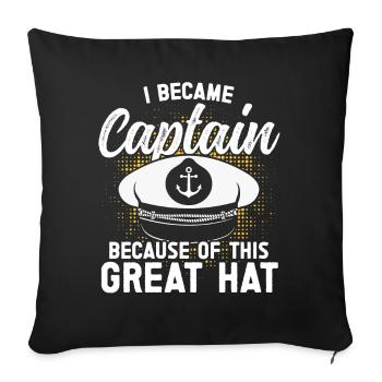 Captain Captain Because Of This has ship boat - Sofa pillowcase 17,3'' x 17,3'' (45 x 45 cm) - black - Front