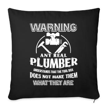 Plumber Plumber Warning - Sofa pillowcase 17,3'' x 17,3'' (45 x 45 cm) - black - Front