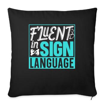 Maîtrise de la langue des signes Signes de sensibilisation - Housse de coussin décorative 45 x 45 cm - noir - Devant