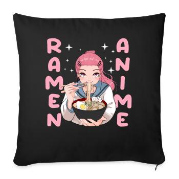 Kawaii Ramen School Girl Anime Girl Japanese Noodl - Sofa pillowcase 17,3'' x 17,3'' (45 x 45 cm) - black - Front