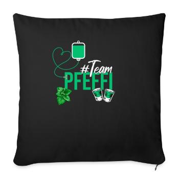 Team Pfeffi - Lustiges Party Pfefferminz - Sofakissenbezug 45 x 45 cm - Schwarz - Vorne