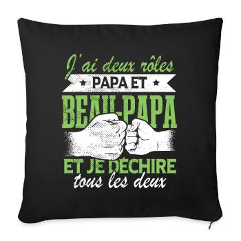 Papa Et Beau Papa | Fête Des Pères - Housse de coussin décorative 45 x 45 cm - noir - Devant