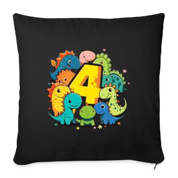 4. Geburtstag mit Dinosaurier Geburtstagsshirt - Sofakissenbezug 45 x 45 cm - Schwarz - Vorne