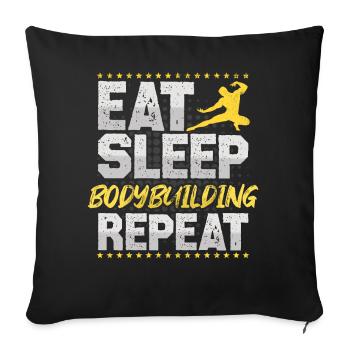 Bodybuilding Eat Sleep Repeat Hobby Bodybuilding - Sofa pillowcase 17,3'' x 17,3'' (45 x 45 cm) - black - Front