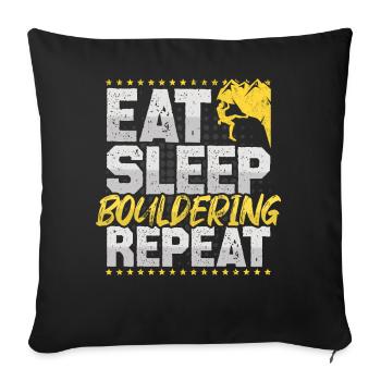Bloc Manger Dormir Répéter Escalade Mur Bloc - Housse de coussin décorative 45 x 45 cm - noir - Devant
