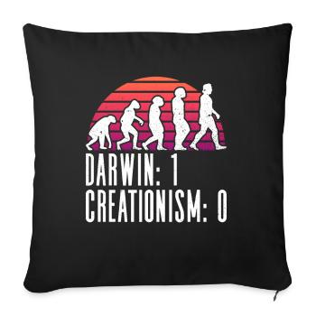 Darwin: 1 - Creationism: 0 - Atheist - Atheism - Sofa pillowcase 17,3'' x 17,3'' (45 x 45 cm) - black - Front