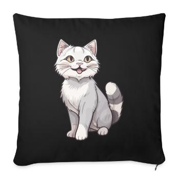 Chat mignon pour les amoureux des chats - Housse de coussin décorative 45 x 45 cm - noir - Devant