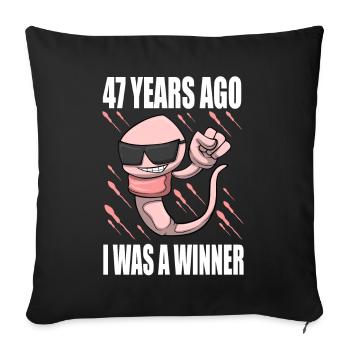 Mann Sperma Geburtstag 47 Jahre alt - Sofakissenbezug 45 x 45 cm - Schwarz - Vorne