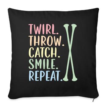 Swirl. Throw. Catch. Smile. Try again. Begged - Sofa pillowcase 17,3'' x 17,3'' (45 x 45 cm) - black - Front