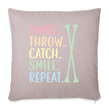 Tourbillon. Jeter. Catch. Sourire. Réessayez. Supplié - Housse de coussin décorative 45 x 45 cm - taupe clair - Devant