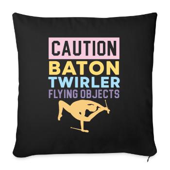 Caution Baton Twirler Flying objects Baton Twi - Sofa pillowcase 17,3'' x 17,3'' (45 x 45 cm) - black - Front