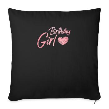 Fête d’anniversaire pour les filles, coeur à - Housse de coussin décorative 45 x 45 cm - noir - Devant