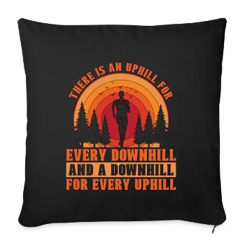Trail Running There Is An Uphill For Trail Race - Sofa pillowcase 17,3'' x 17,3'' (45 x 45 cm) - black - Front