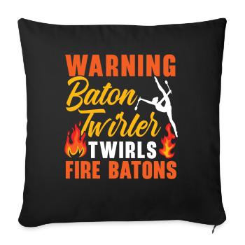 Avertissement. Baton Twirler Tourbillons Bâtons de feu Twirler - Housse de coussin décorative 45 x 45 cm - noir - Devant