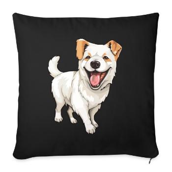 Rire chien mignon - Housse de coussin décorative 45 x 45 cm - noir - Devant