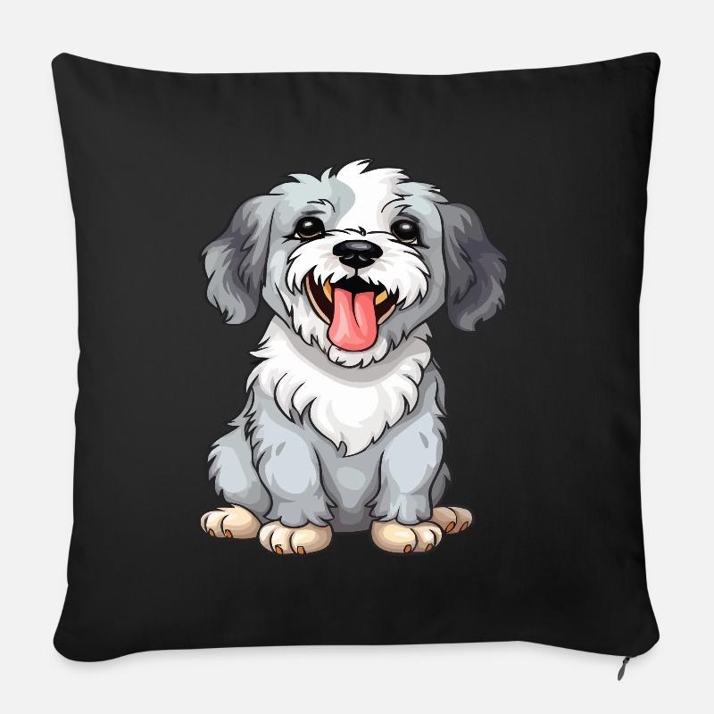Chien mignon - Housse de coussin décorative 45 x 45 cm - noir