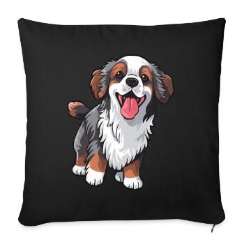 Chien mignon fidèle - Housse de coussin décorative 45 x 45 cm - noir - Devant