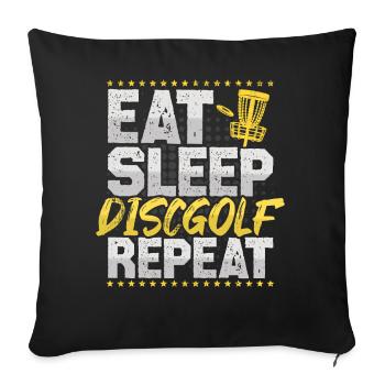 Discgolf Manger Dormir Répéter Frisbee Hobby Discgolf - Housse de coussin décorative 45 x 45 cm - noir - Devant