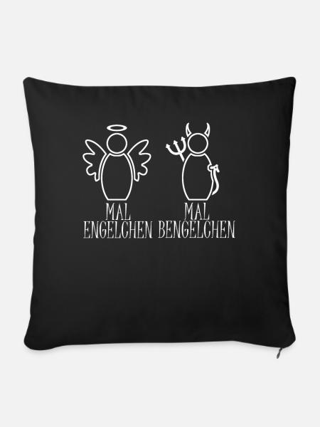 Heiligenschein Engel Bengelchen Bengel - Sofakissenbezug 45 x 45 cm - Schwarz