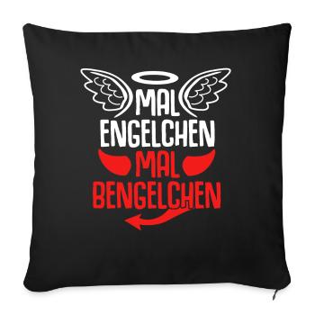 Engel Heiligenschein Bengelchen Bengel - Sofakissenbezug 45 x 45 cm - Schwarz - Vorne