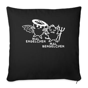 Engelchen Teufelchen Bengelchen Bengel - Sofakissenbezug 45 x 45 cm - Schwarz - Vorne