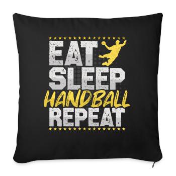 Handball Manger Dormir Répéter Balle Sports Hobby Handball - Housse de coussin décorative 45 x 45 cm - noir - Devant