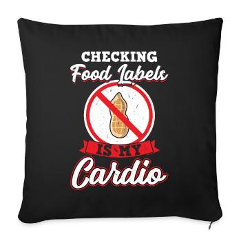 Vérifier les étiquettes des aliments est mon cardio allergique aux arachides - Housse de coussin décorative 45 x 45 cm - noir - Devant