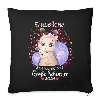 Ich Werde Eine Große Schwester 2024 - Sofakissenbezug 45 x 45 cm - Schwarz - Vorne