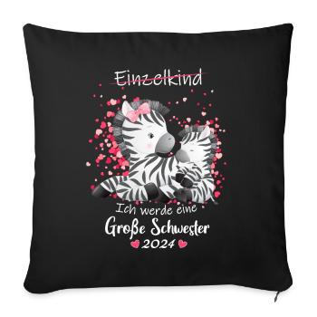 Ich Werde Eine Große Schwester 2024 - Sofakissenbezug 45 x 45 cm - Schwarz - Vorne