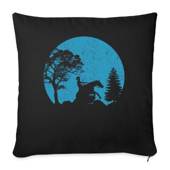 Cavalier Reining Équitation Moon Western Riding - Housse de coussin décorative 45 x 45 cm - noir - Devant