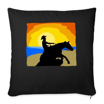 Reining Équitation Plage Western Riding - Housse de coussin décorative 45 x 45 cm - noir - Devant