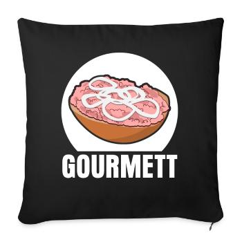 Mettbrötchen Gourmet Mettigel Mett - Sofakissenbezug 45 x 45 cm - Schwarz - Vorne