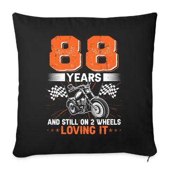 88 ans et toujours sur 2 roues 88e anniversaire - Housse de coussin décorative 45 x 45 cm - noir - Devant