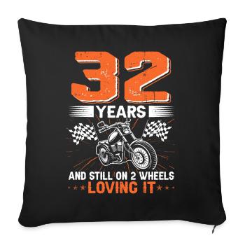 32 ans et toujours sur 2 roues 32e anniversaire - Housse de coussin décorative 45 x 45 cm - noir - Devant
