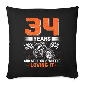 34 ans et toujours sur 2 roues 34e anniversaire - Housse de coussin décorative 45 x 45 cm - noir - Devant