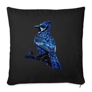 Geometric Blue Jay Bird Colorful Abstract Bird Wat - Sofa pillowcase 17,3'' x 17,3'' (45 x 45 cm) - black - Front