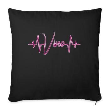 Vin Vino battement de cœur - Housse de coussin décorative 45 x 45 cm - noir - Devant