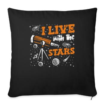 I Live With The Stars Cosmologist Starry Sky - Sofa pillowcase 17,3'' x 17,3'' (45 x 45 cm) - black - Front