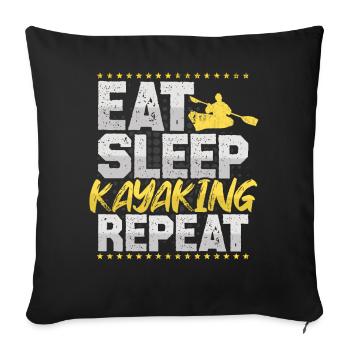Kayak Manger Dormir Répéter Paddle Boat Kayak - Housse de coussin décorative 45 x 45 cm - noir - Devant