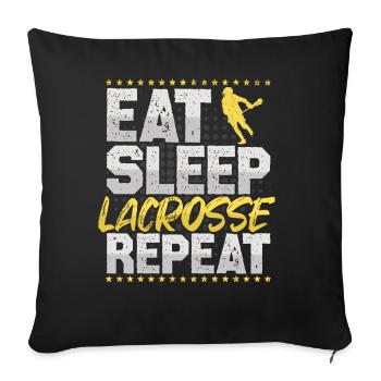 Lacrosse Eat Sleep Repeat Lax Hobby Lacrosse - Sofa pillowcase 17,3'' x 17,3'' (45 x 45 cm) - black - Front
